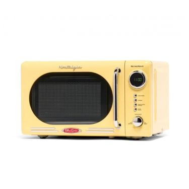 Imagem de Forno micro-ondas de bancada Nostalgia retrô amarelo, 700W, display digital LED, 12 pro...