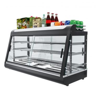Imagem de Aquecedor de Alimentos Countertop Whalefall Preto Suporte Superior Iluminação Tri-Cor Termostato Ajustável 112 cm para Cafeterias