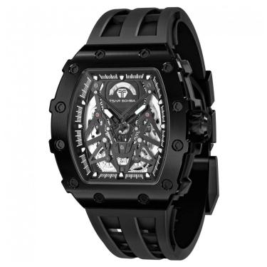 Imagem de TSAR BOMBA Relógio Masculino Automático 50M à Prova d`Água, Design Skeleton e Pulseira de Silicone Confortável