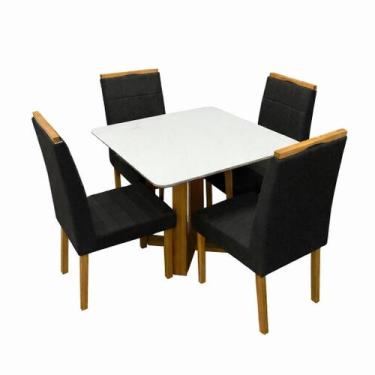 Imagem de Mesa de Jantar Bali 90x90cm com Vidro e 4 Cadeiras Giulia em Veludo Es