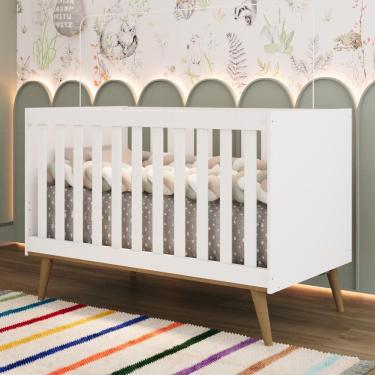 Imagem de Berço Americano 3 em 1 Retrô Pé Palito Mini Cama Mini Sofá Ludmila MDF Branco Carolina Baby