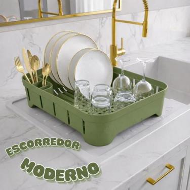 Imagem de Escorredor De Louça Compacto Plástico Pratos Copo E Talheres Cor:Verme