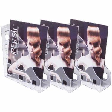 Imagem de 3 Porta Revista Organizador Objetos Multiuso Cristal Dello - Delo