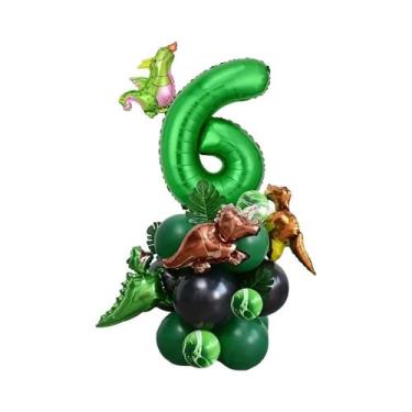 Imagem de Balões De Dinossauro Verde 25pcs Decoração De Festa De Aniversário Com