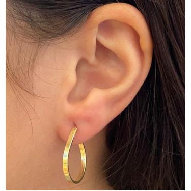 Imagem de Par de Brincos de Ouro 18k Argola Gota 2mm 2,2cm Gardenia Joias