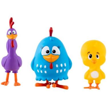 Imagem de Coleção 3 Bonecos Galinha Pintadinha Pintinho Amarelinho Galo p/ bebês