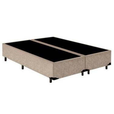 Imagem de Cama Box Queen Bipartido Suede Cama Bege 158x198x42cm - OUTRAS MARCAS