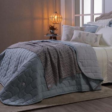 Imagem de Cobre Leito Colcha Queen Dupla Face Tecido Percal 400 Fios Luxo Macio 