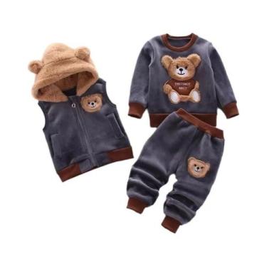 Imagem de Conjunto De Roupa Com Capuz De Fleece Para Bebês Meninos E Meninas, 3 
