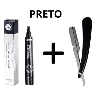 Imagem de Kit Caneta Preenchimento de Barba à Prova D'água com Alta Fixação 24 Horas Preto e Nava...