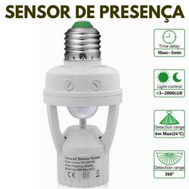 Imagem de Sensor de Presença com Fotocélula para Lâmpada Soquete Kit 1pcs Economia de Energia Até 80% Bivolt OEM