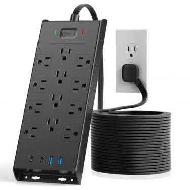 Imagem de Protetor contra surtos LeZone, cabo de 7,5 m, 12 tomadas, 2 USB-C, 2 U