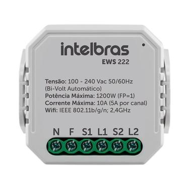 Imagem de Interruptor Inteligente Wi-Fi EWS 222 com Controle Remoto de Iluminação e Automação de Rotinas Intelbras