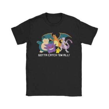Imagem de Camiseta Masculina De Algodão Puro Pokemon Com Gola Redonda E Manga Cu