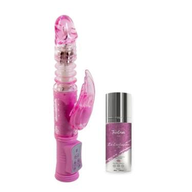 Imagem de Kit Vibrador Rotativo Rabbit com Estimulador Clitoriano e Excitante Feminino I Hot La Excitación Rosa com 30 Modos