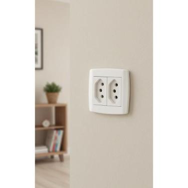 Imagem de 2x Tomada Embutir Dupla 20A Branca Móveis - Slim NBR - Congratulations