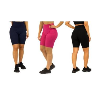 Imagem de Kit 3 Bermuda Bolha Fitness Feminina Academia Brocado COR:PINKTAMANHO: