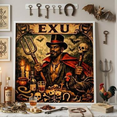 Imagem de Quadro Decorativo Exu 33x33cm Mold Branca