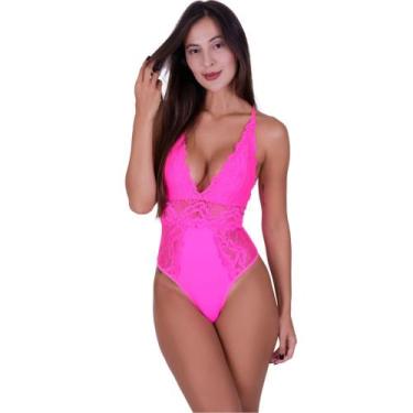 Imagem de Body sem Bojo Feminino Decote Profundo com Detalhe em Renda -c4 BODY P
