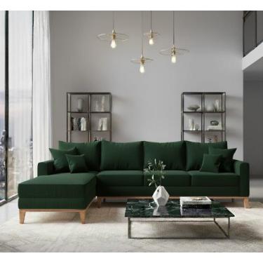Imagem de Sofá Beny com Chaise Esquerda, 1,40x2,60m, 4 Lugares, Linho, Base em M