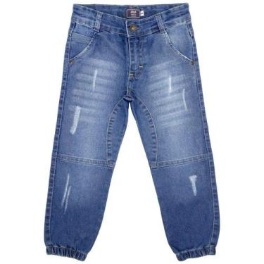 Imagem de Calça Infantil Look Jeans Jogger Jeans, Azul, 02