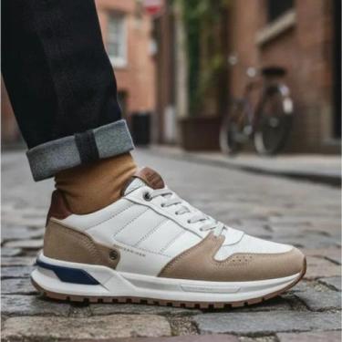 Imagem de Sapatênis Jogging Pegada Masculino em Couro 112103 - Branco, 40