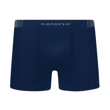 Imagem de Cueca Boxer Plus Size Selene 11170-001 Sem Costura, X2, Marinho