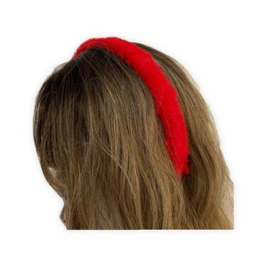Imagem de Tiara Arco de Pelúcia Colorida para Cabelo - Pistache Acessórios, Verm