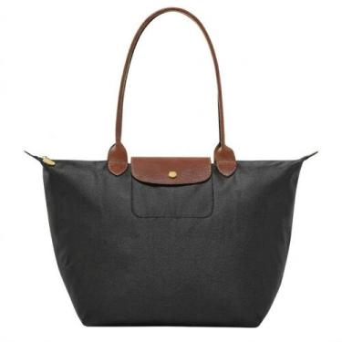 Imagem de Bolsa De Ombro Média Feminina De Lona Saco - Sem marca, Preto grafite