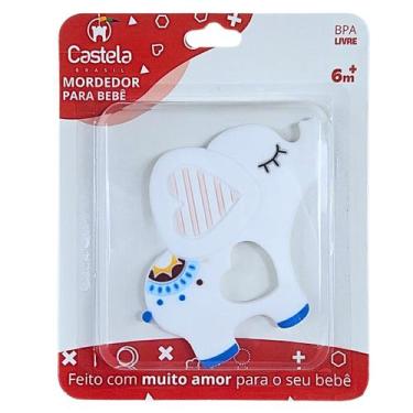 Imagem de Mordedor Massageador de Gengivas Macio Elefante Branco Livre Bpa Caste