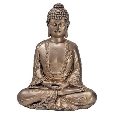 Imagem de Buda Hindu Tibetano Imagem Estátua Em Dourado Acetinado 22cm - M3 Deco