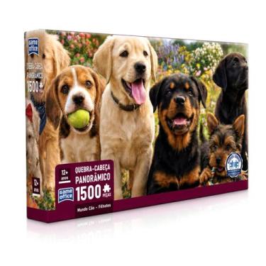 Imagem de Quebra Cabeça Puzzle 1500 Peças Cachorros Filhotes Panorâmico Game Off