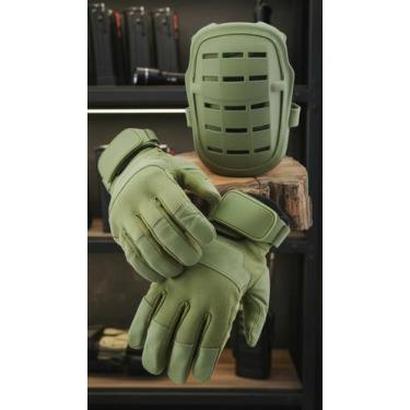 Imagem de Kit Luva e Joelheira Tática Militar Verde - Congratulations Store