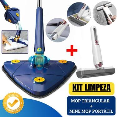 Imagem de MOP Limpeza Esfregão Triangular Giratório Banheiro Janela Teto + Mini 