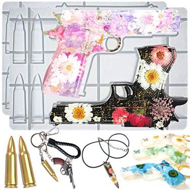 Imagem de Moldes de silicone para fundição de resina, bandejas de cubo de gelo, pistola e bala, pacote com 2, coberturas de chocolate doce, vela epóxi, sabonete, argila de polímero