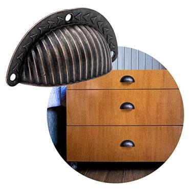 Imagem de Puxador De Gavetas Rustico Modelo Concha Armários Preto Rose (Bronze Envelhecido)