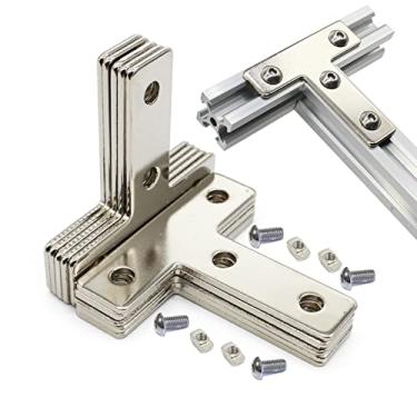 Imagem de 10 conjuntos de suportes em T de alumínio – 10 peças de suportes de juntas de perfis 2020 com 40 porcas e parafusos de ranhura M5 T para trilho T