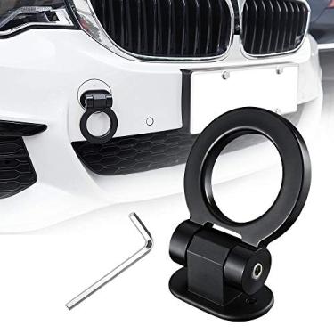 Imagem de TOMALL Kit de gancho de reboque preto para decoração de carro adesivo de decoração de carro para-choque para acessórios externos de automóveis (apenas decoração)