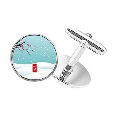 Imagem de DIYthinker Abotoaduras Circulares com Grampo de Botão Redondo, Vinte e Quatro Termos Solares