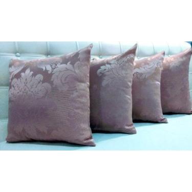 Imagem de Kit 4 Almofadas Decorativas Jacquard Medalhão Rosê 45x45cm