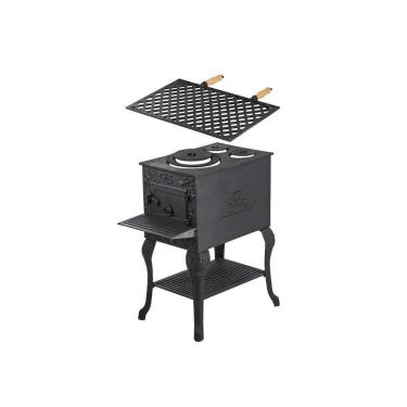Imagem de Fogão Lenha Churrasqueira Portátil Ferro Fundido 50x33x75 Cm