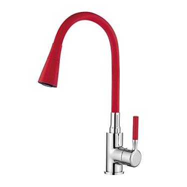 Imagem de Torneira de cozinha preta de alça única branca torneira de cozinha de furo único giratório 360 graus de borracha de borracha torneiras misturadoras de água, l4199,1, china