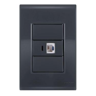 Imagem de Conjunto 1 Tomada Telefone Rj11 - Tramontina Liz Grafite