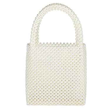 Imagem de Grandxii Bolsa clutch pérola branca bolsa de verão bolsa de festa noturna com pérolas para mulheres, Branco-e, 8.9*7.2 inch