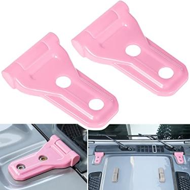 Imagem de Tampa de dobradiça para capô do motor dianteiro, acessórios externos, decoração para Jeep Wrangler JL JLJLU Unlimited Sports Freedom Sahara Rubicon Gladiator JT 2 portas e 4 portas (rosa 2 peças)