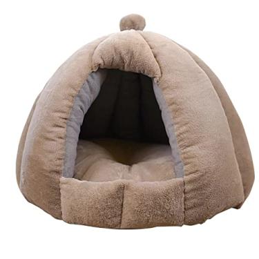 Imagem de Cama de gato para gatos internos lavável na máquina barraca de gato camas de cachorro para cães pequenos, filhote, gatinho, coelho macio e quente casa de gato interna, bege, M