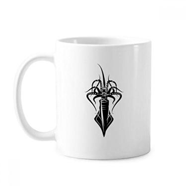 Imagem de Caneca de cerâmica com ilustração de polvo preto da vida marinha cerâmica xícara de porcelana de café louça