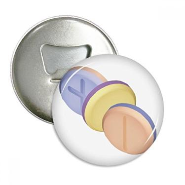 Imagem de Health Care Products Ilustração padrão de pílulas, abridor de garrafas, ímã de geladeira, emblema multifuncional