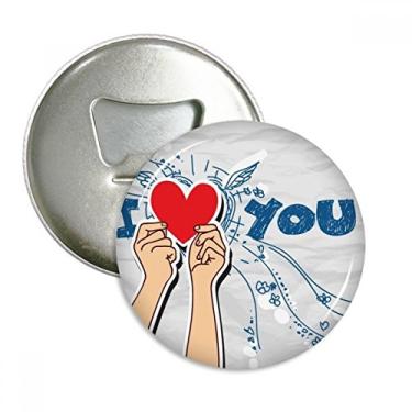 Imagem de Emblema multifuncional com emblema de ímã de geladeira com símbolo "I Love You" de segurando o coração