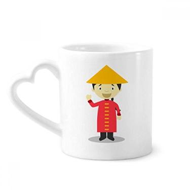 Imagem de Vestido longo vermelho caneca de desenho animado da China café cerâmica copo de coração de vidro